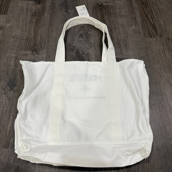 NWT Halara White Letter Print Casual Canvas Tote Bag - Picture 3 of 3